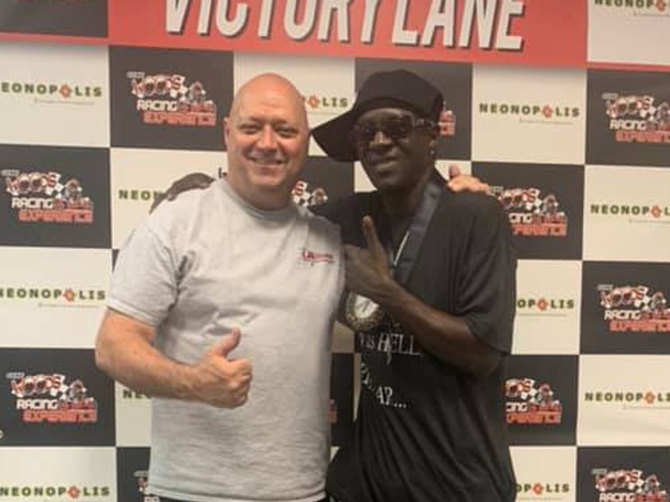 Gene Woods Racing Experience friends and family member Flavor Flav with with retired racer and track owner Gene Woods.