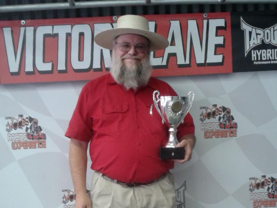 Mark Hall-Patton takes the win and the trophy at Gene Woods Racing Experience