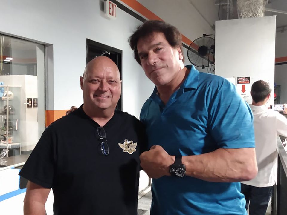 Our friend and family member Lou Ferrigno visits with Gene Woods at Gene Woods Racing Experience.